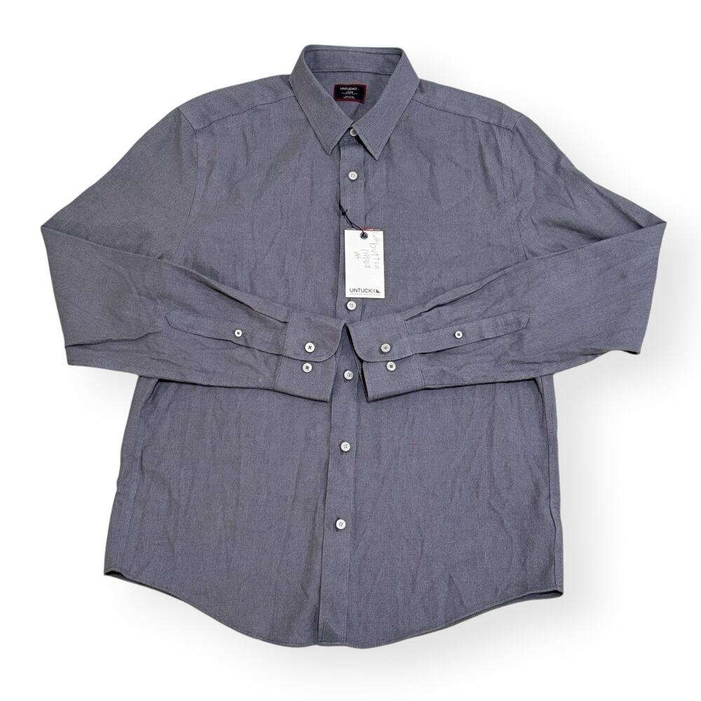UNTUCKit Veneto Grisaille WF Slim Fit Shirt Mens Size L Gray Check Long Sleeve